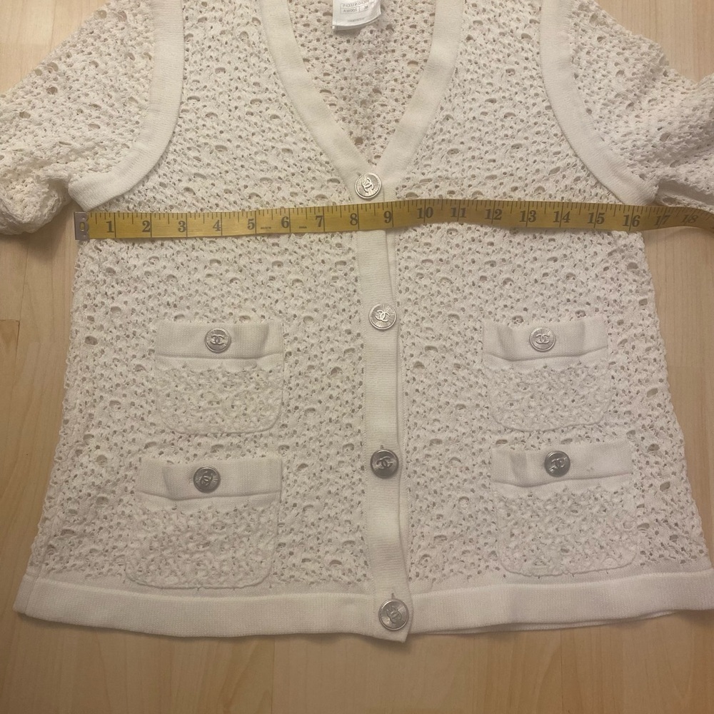 CHANEL 2011 Spring Open Crochet Knit Cardigan Jacket White - Picture 7 of 16